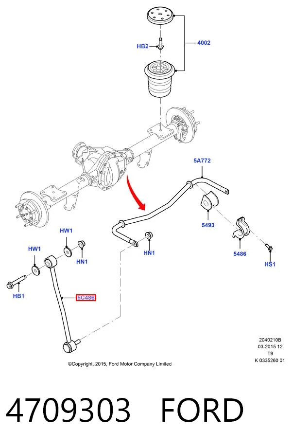 4709303 Ford Montante de estabilizador traseiro
