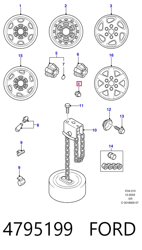 Porca de roda MON7M811012AA Hmpx