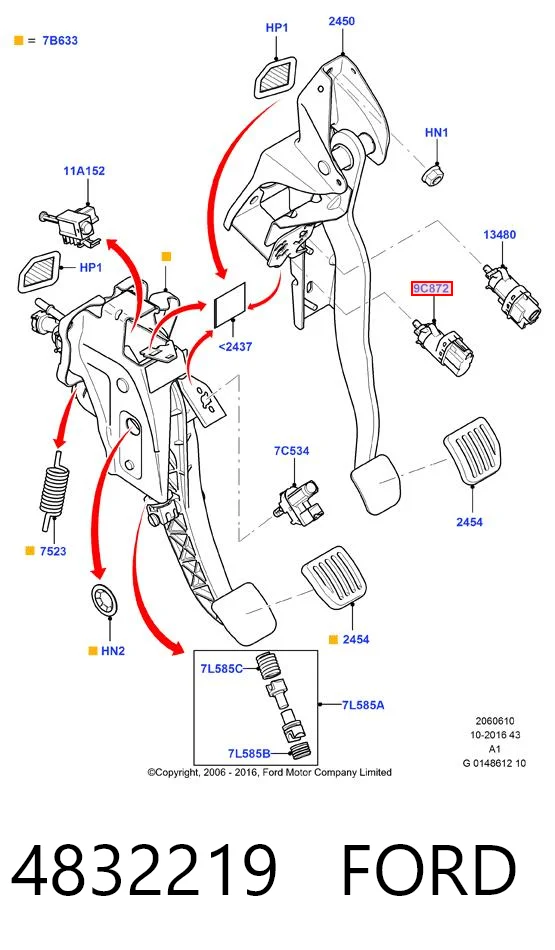 4832219 Ford Sensor de ativação do sinal de parada