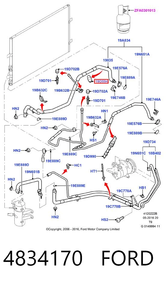4834170 Ford Sensor de pressão absoluta de aparelho de ar condicionado