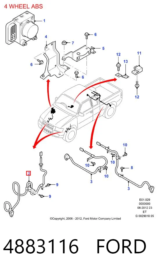 4883116 Ford Sensor ABS dianteiro direito