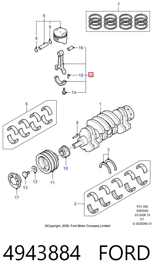 4943884 Ford Biela de pistão de motor