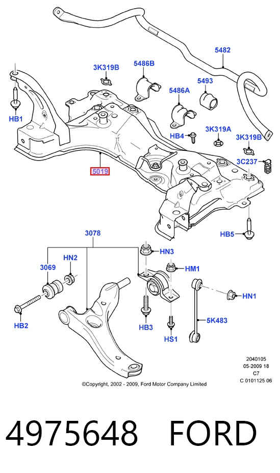 Viga de suspensão dianteira (plataforma veicular) para Ford Connect  TC7