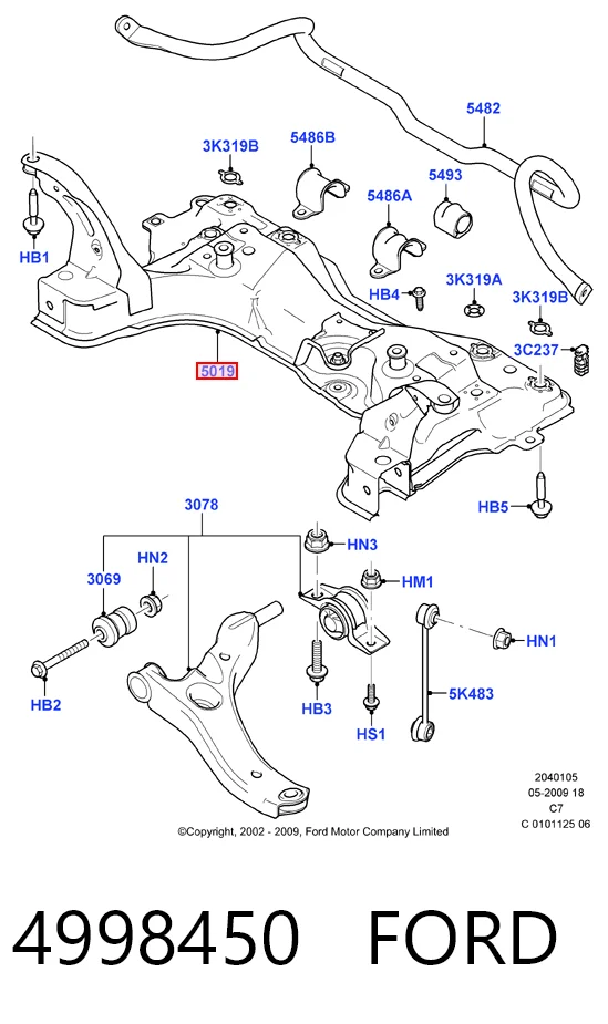 Viga de suspensão dianteira (plataforma veicular) Ford Connect  TC7