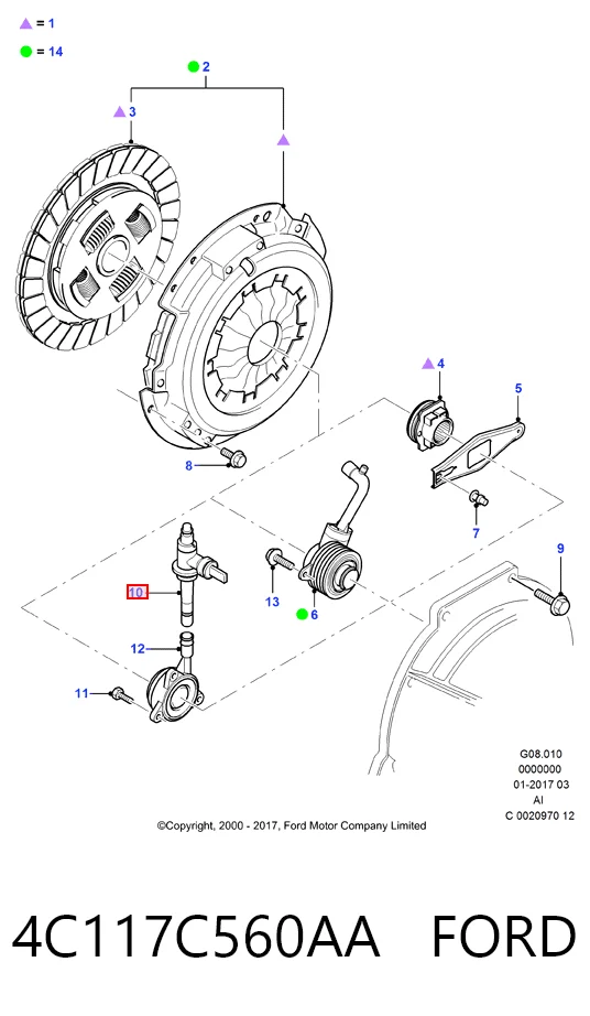 4C117C560AA Ford Mangueira de embraiagem