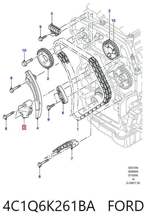 4C1Q6K261BA Ford Reguladora de tensão da cadeia do mecanismo de distribuição de gás