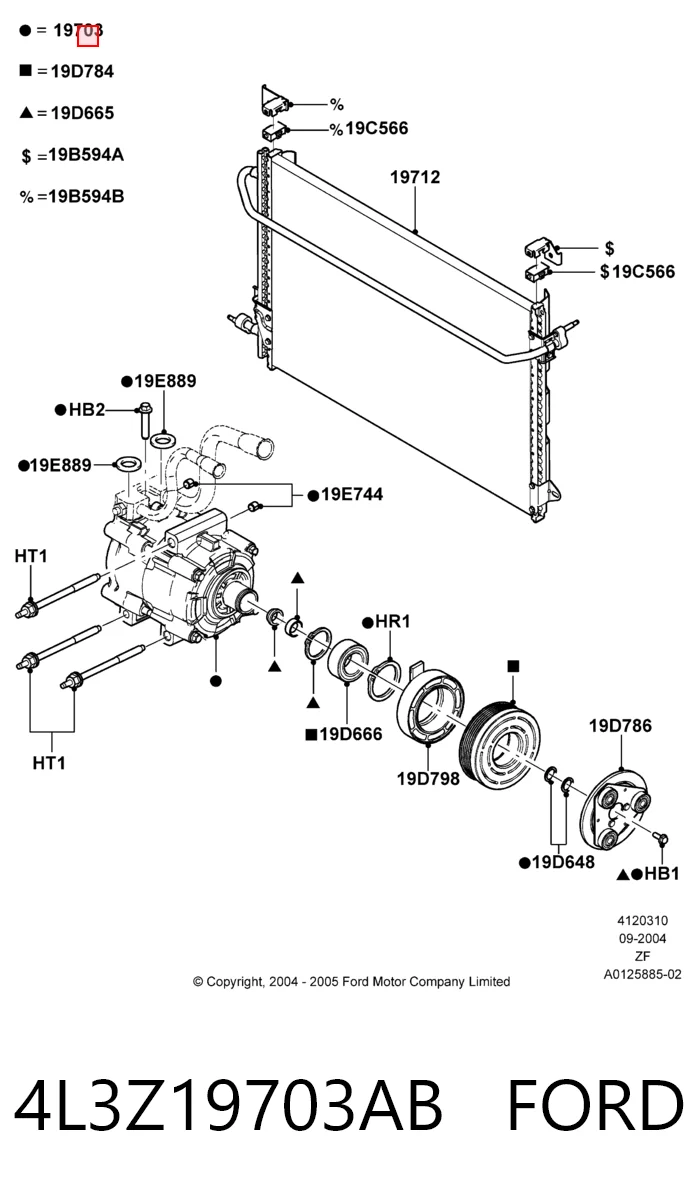 Compressor de aparelho de ar condicionado para Ford Mustang  