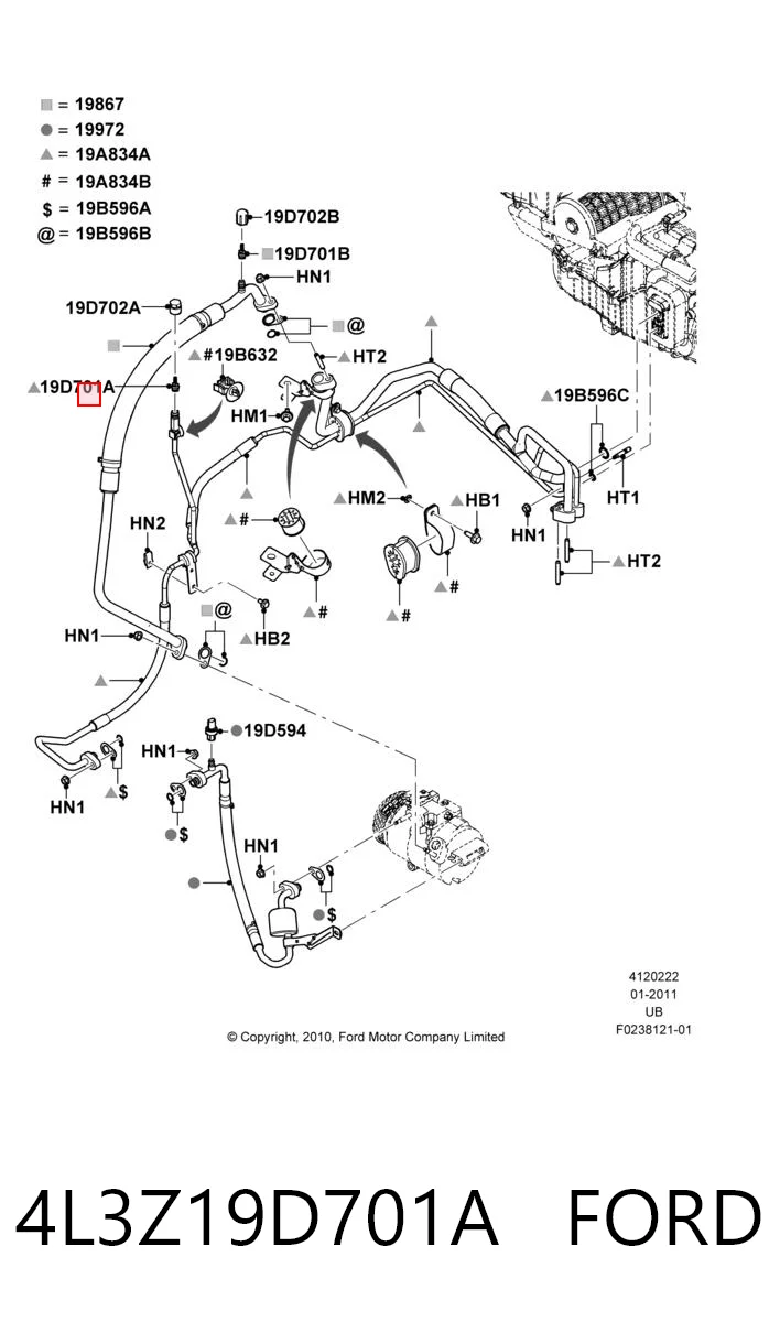 4L3Z19D701A Ford Válvula do compressor de aparelho de ar condicionado