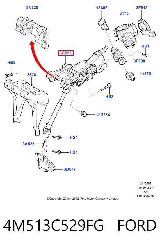 Coluna da direção para Ford Focus II DA, HCP, DP