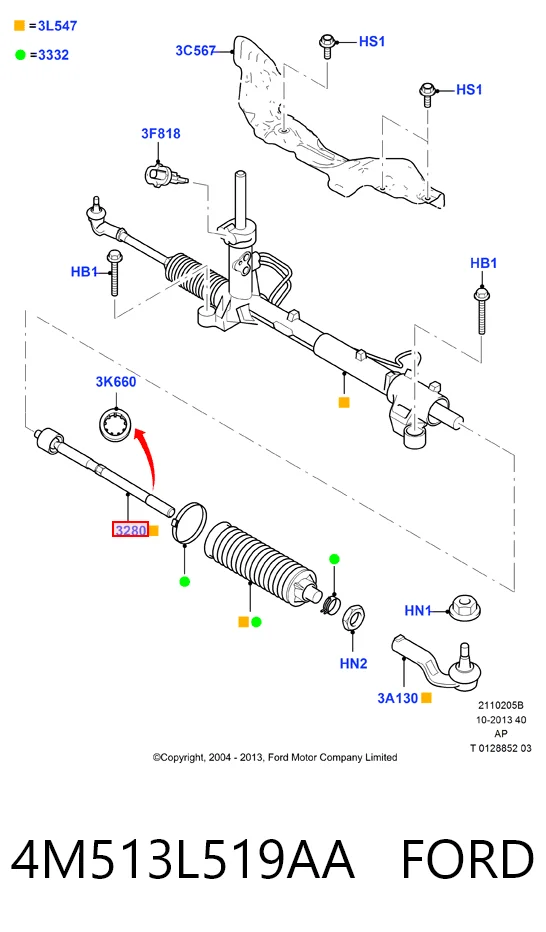 4M513L519AA Ford Tração de direção