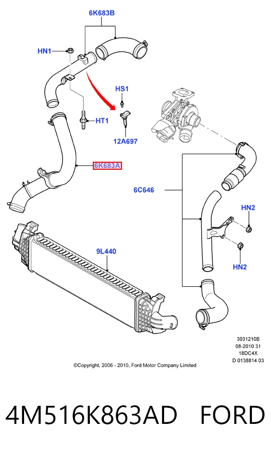 4M516K863AD Ford Mangueira (cano derivado) de intercooler