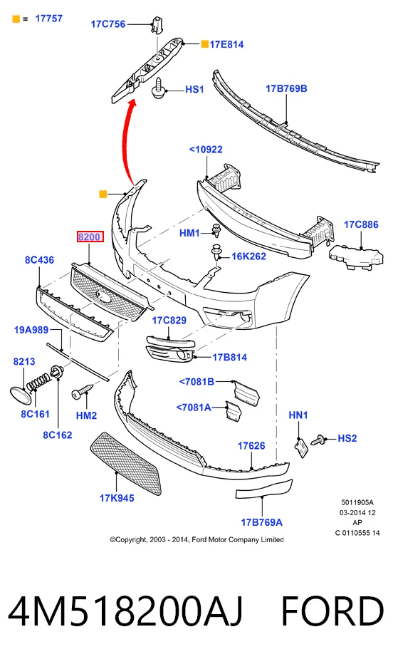  Grelha do radiador Ford Focus II hatchback (DA, HCP, DP) (2004 - 2011) II