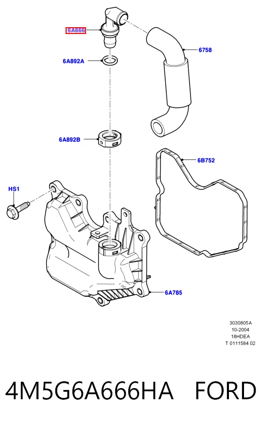 4M5G6A666HA Ford Válvula PCV de ventilação dos gases de cárter