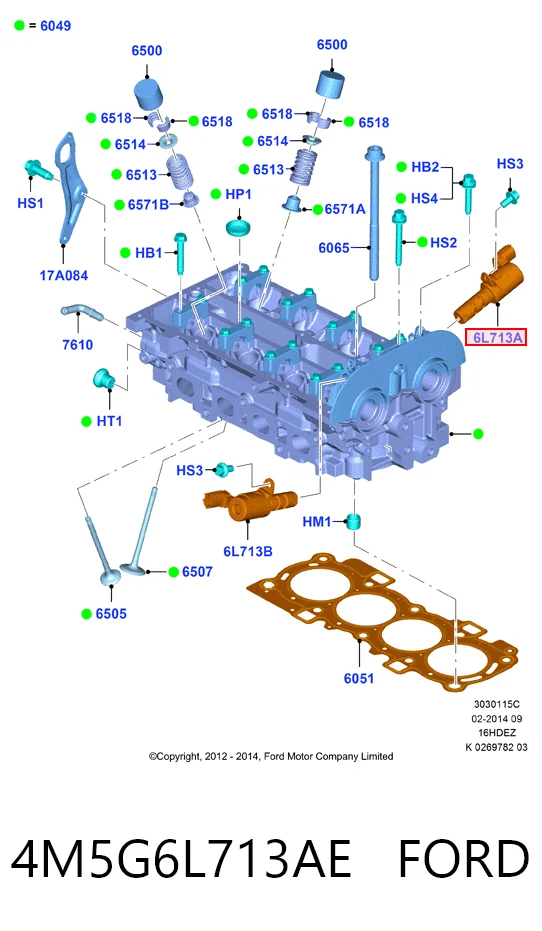 4M5G6L713AE Ford Válvula eletromagnética de posição (de fases) da árvore distribuidora