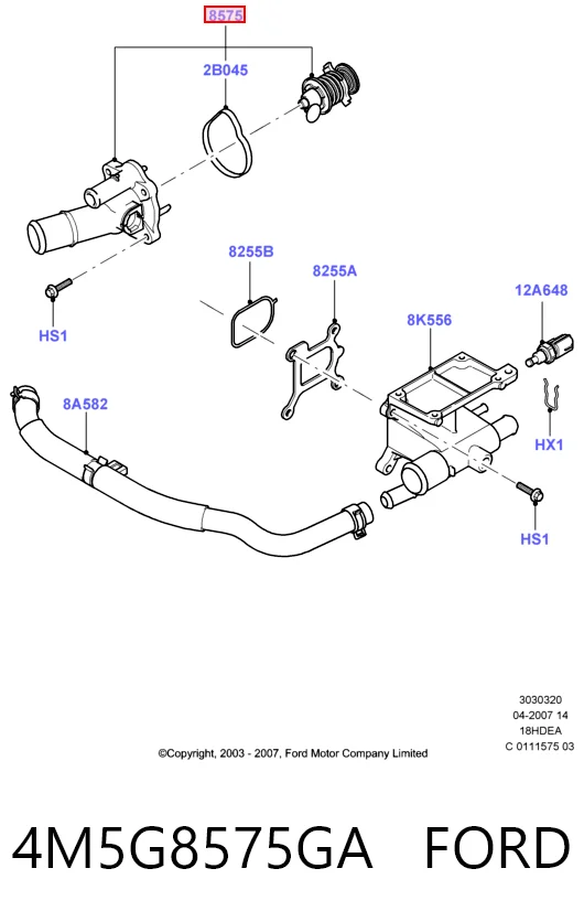 4M5G8575GA Ford Termostato