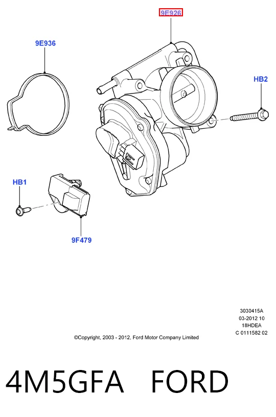 4M5GFA Ford Válvula de borboleta montada