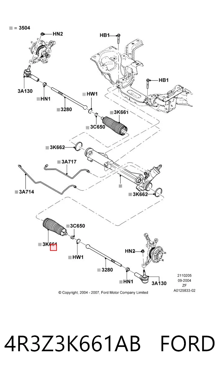 Bota de proteção do mecanismo de direção (de cremalheira) Ford Mustang   ao melhor preço