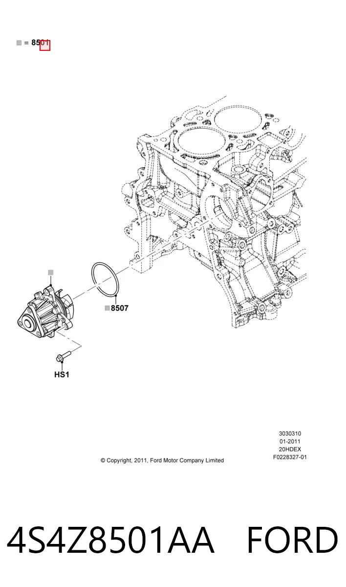 4S4Z8501AA Ford Bomba de água (bomba) de esfriamento