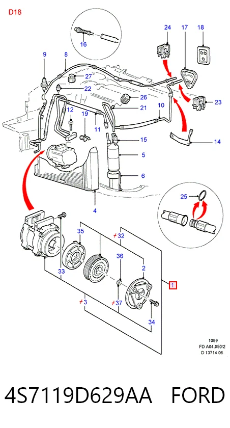4S7119D629AA Ford Compressor de aparelho de ar condicionado