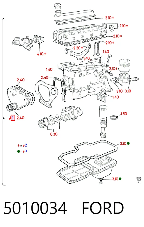 Kit de vedantes de motor completo para Ford Sierra II GBC,GBG