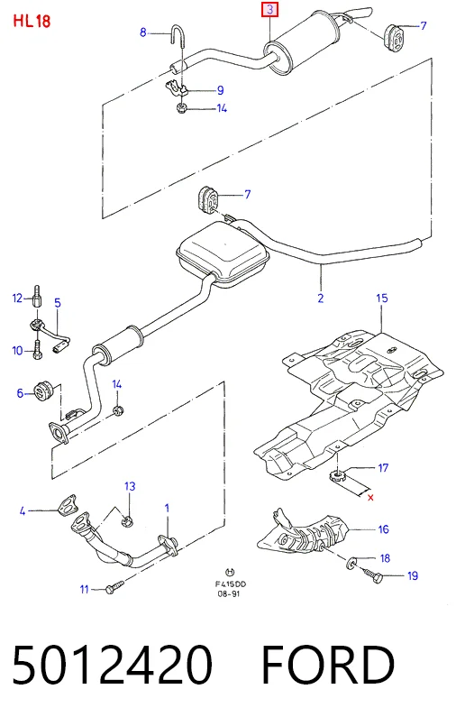  Silenciador, parte traseira Ford Sierra II sedan (GBG, GB4) (1987 - 1993) II