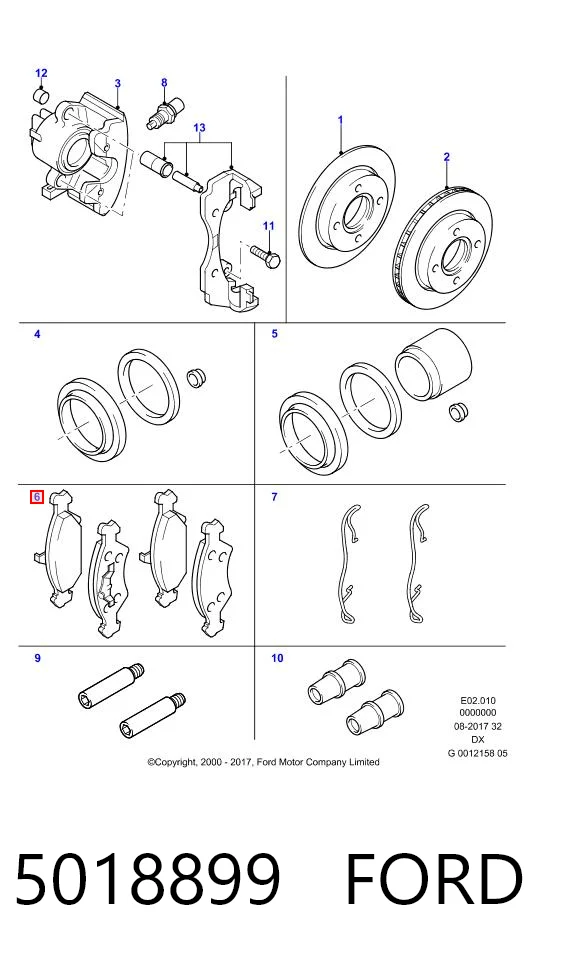 5018899 Ford Sapatas do freio dianteiras de disco
