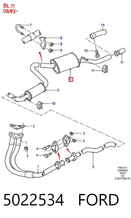  Silenciador, parte traseira Ford Orion II sedan (AFF) (1985 - 1990) II