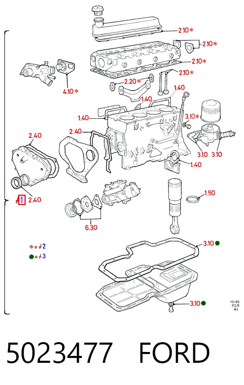 Kit de vedantes de motor completo Ford Sierra II GBC,GBG