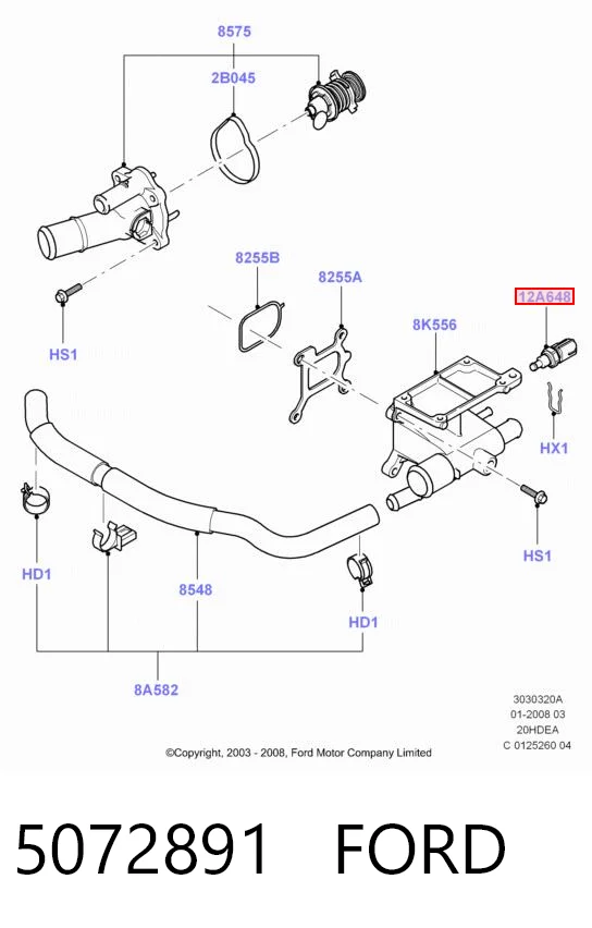 5072891 Ford Sensor de temperatura do fluido de esfriamento