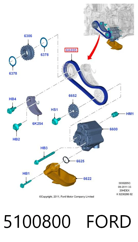 31316332 Volvo Cadeia de bomba de óleo