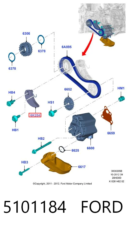 5101184 Ford Reguladora de tensão da cadeia de bomba de óleo