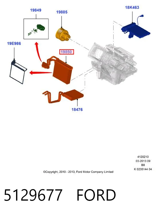Vaporizador de aparelho de ar condicionado para Ford Focus III CB8
