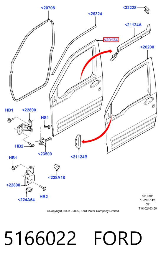 Porta dianteira esquerda para Ford Connect  TC7