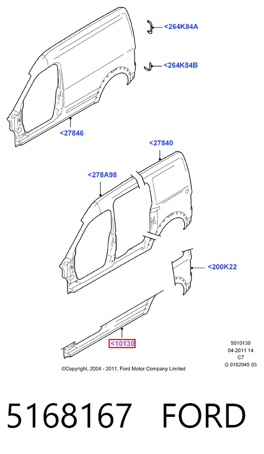 Acesso externo direito Ford Connect TOURNEO PU2
