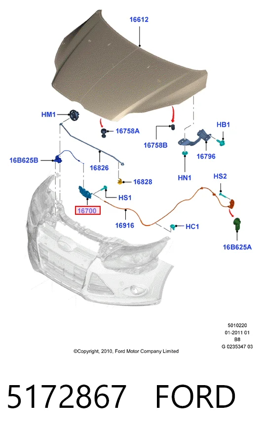  Fecho da capota Ford Kuga II SUV (CBS) (2012 - 2019) II