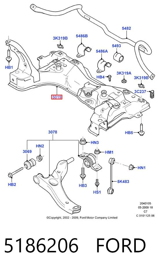  Viga de suspensão dianteira (plataforma veicular) Ford Connect TOURNEO ônibus (PU2) (2002 - 2013) TOURNEO