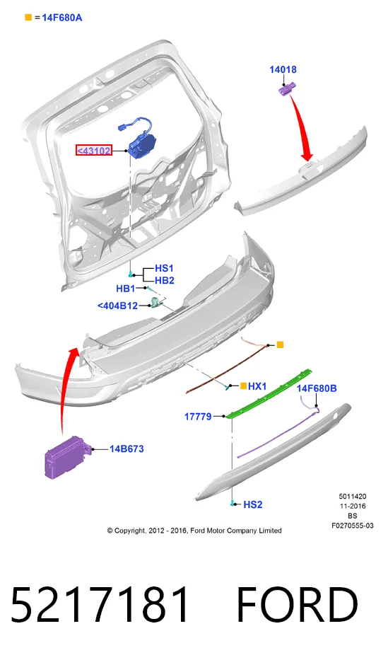 Fecho de tampa de porta-malas (de 3ª/5ª porta traseira) para Ford Kuga II CBS