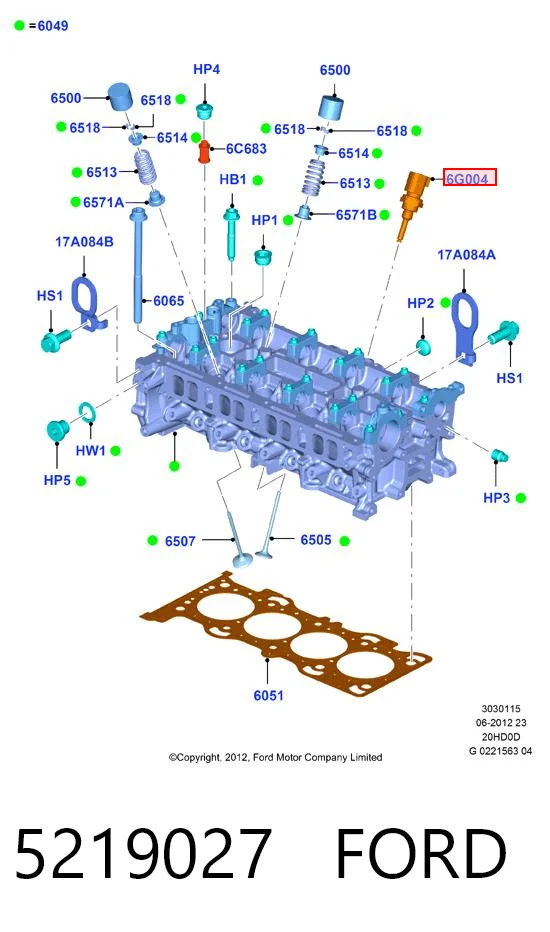 5219027 Ford Sensor de temperatura de óleo de motor