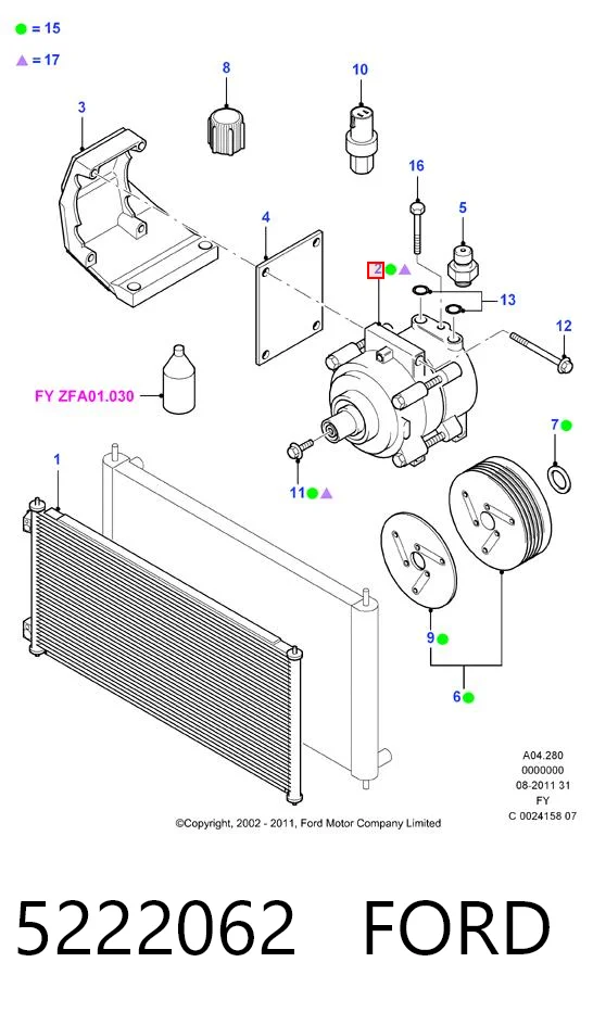 5222062 Ford Compressor de aparelho de ar condicionado