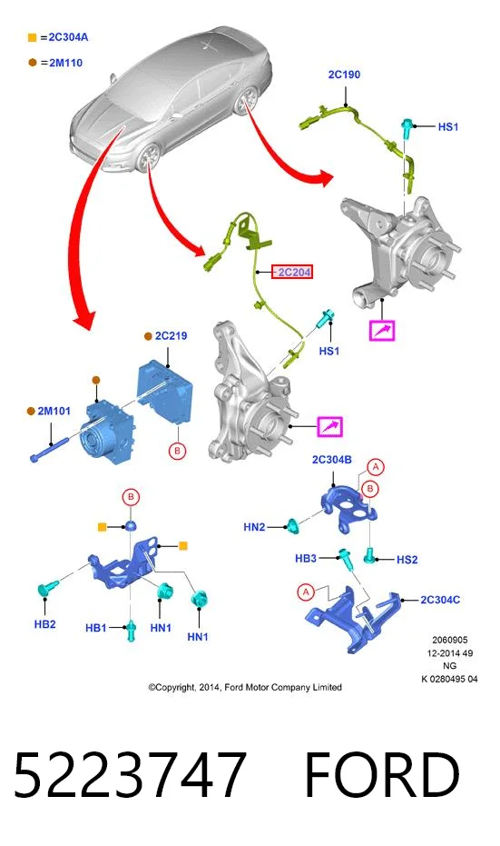 5223747 Ford Sensor ABS dianteiro direito