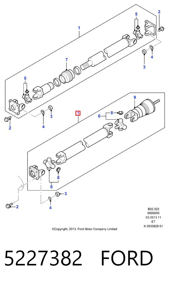 Junta universal até o eixo dianteiro para Ford Ranger  ET