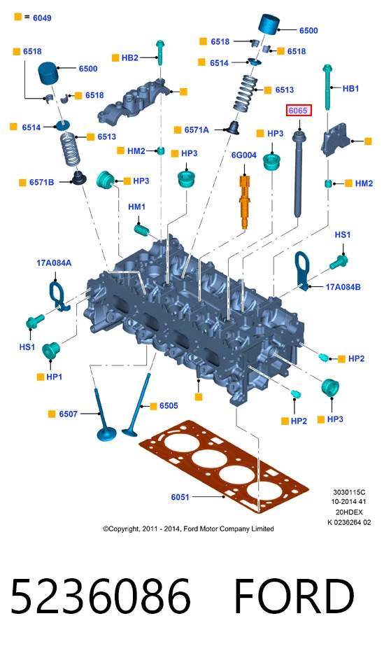 Parafuso de cabeça de motor (CBC) Ford Explorer  U5