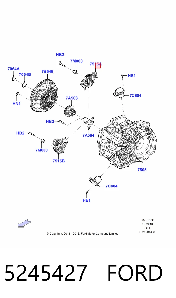 Forquilha de embraiagem Ford Fiesta Mk6 CB1