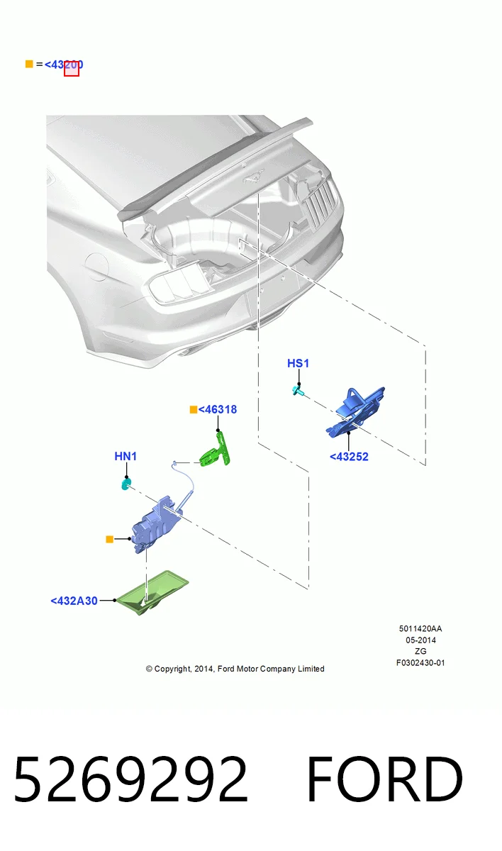 Fecho de tampa de porta-malas (de 3ª/5ª porta traseira) para Ford Mustang ZG