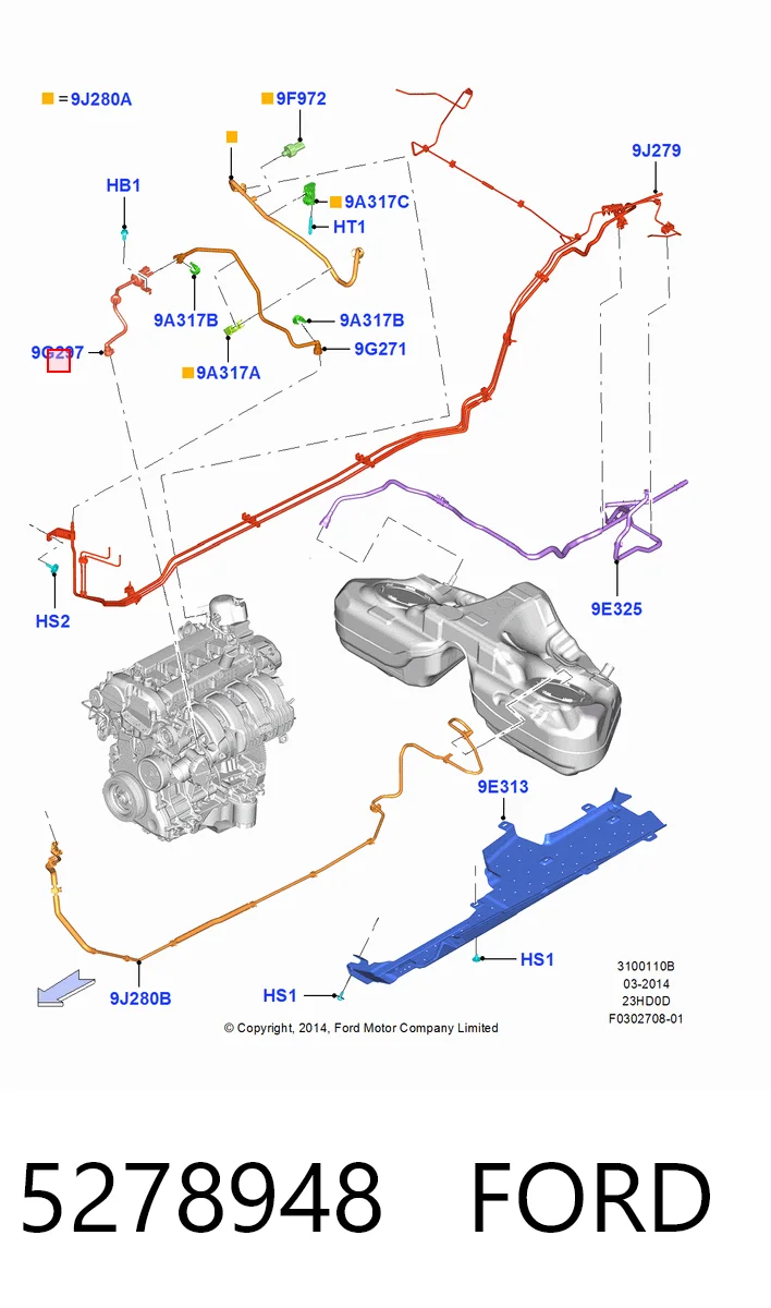 Válvula de adsorvedor dos vapores de combustível Ford Mustang VI ZG