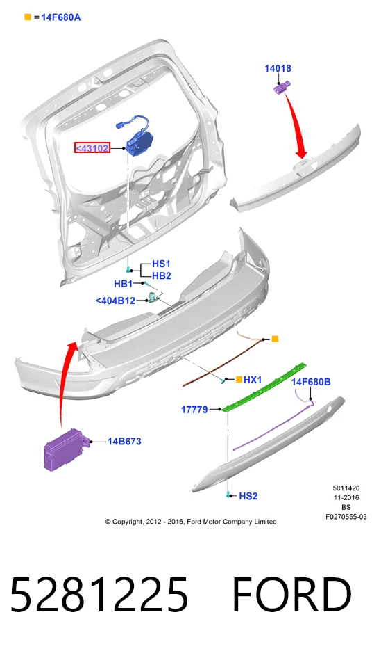 Fecho de tampa de porta-malas (de 3ª/5ª porta traseira) Ford Kuga II CBS ao melhor preço