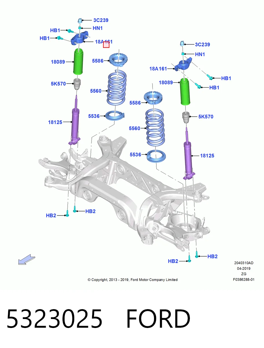 Suporte de amortecedor traseiro Ford Mustang VI ZG