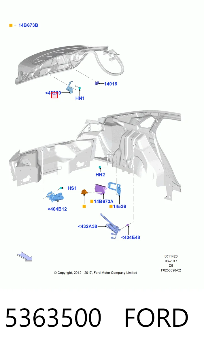  Fecho de tampa de porta-malas (de 3ª/5ª porta traseira) Ford Mustang VI coupé (ZG) (2014 - 2023) VI