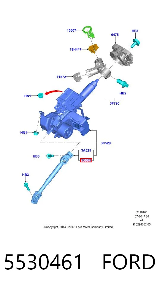5530461 Ford Junta universal inferior da árvore da coluna de direção