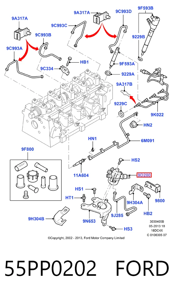 55PP0202 Ford Sensor de pressão de combustível